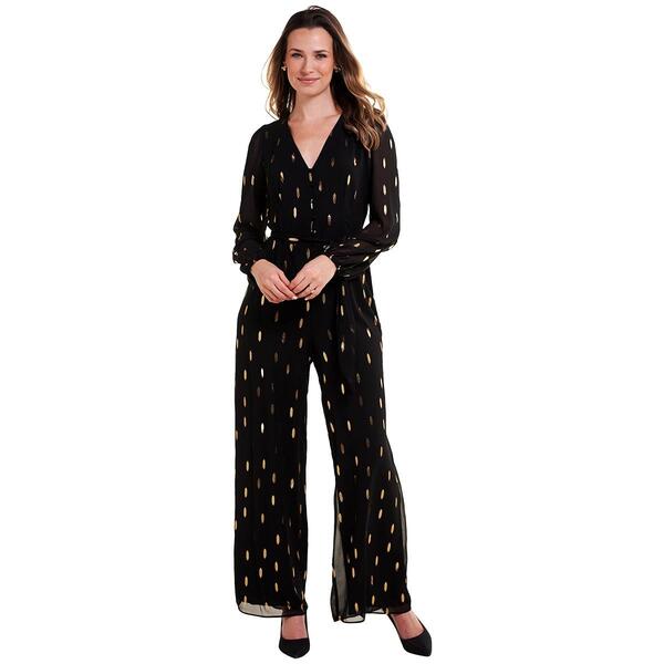 Petite MSK Long Sleeve V Neck Button Trim Jumpsuit - image 