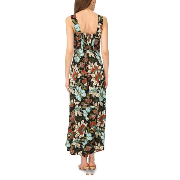 Womens MSK Sleeveless Square Neck Floral Challis Midi Dress