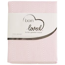 Born Loved Chevron Print Crib Sheet - Pink
