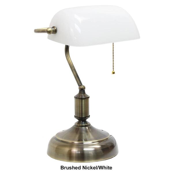 Simple Designs Executive Banker''s Desk Lamp w/Glass Shade