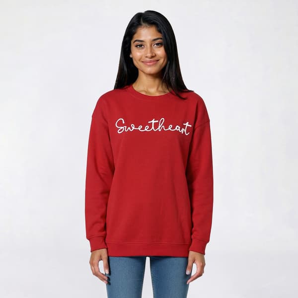 Juniors No Comment Long Sleeve Sweetheart Crew Sweatshirt - image 