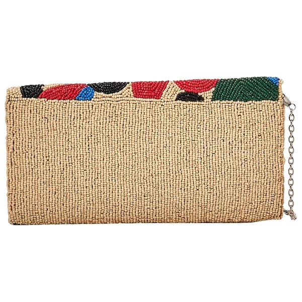 Sol & Mer Geometric Floral Beaded Flap Clutch