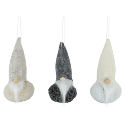 Northlight 3pk. Grey & Cream Plush Gnomes Christmas Ornaments