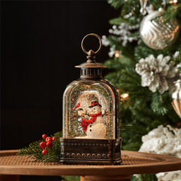Melrose 9.75in. LED Snow Globe with Snowman & Cardinals
