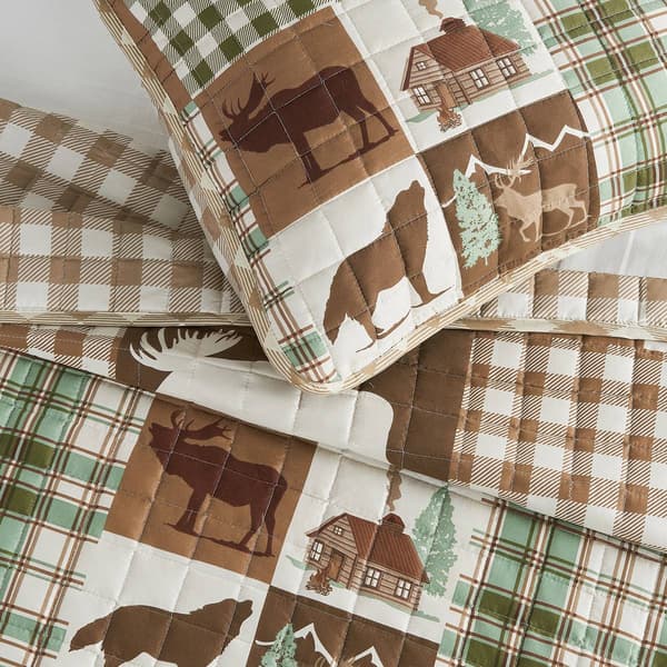 FreshFolds Matthew 3pc. Reversible Green Patchwork Quilt Set