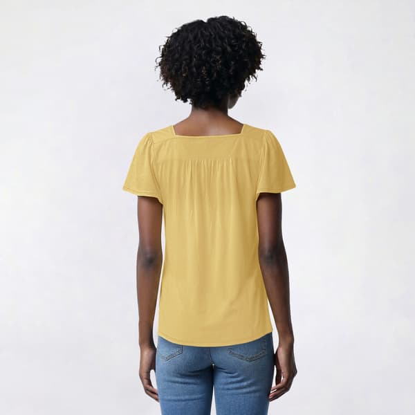 Petite Preswick & Moore® Short Sleeve Eyelet Yoke Blouse