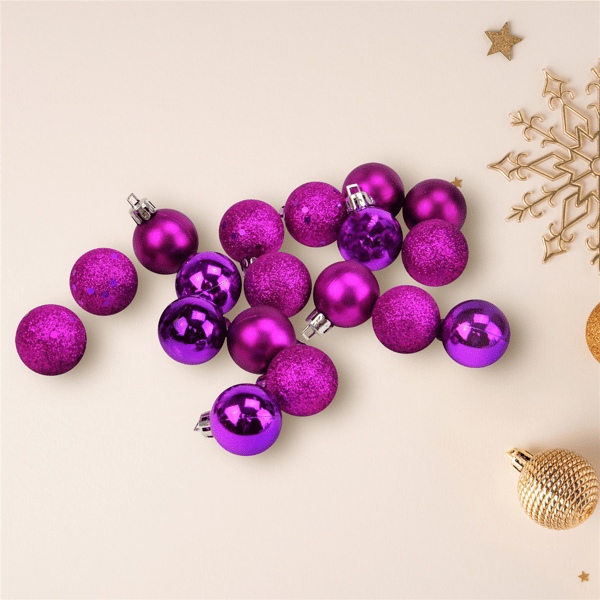 Northlight 18ct. Magenta Pink 4-Finish Christmas Ball Ornaments - image 