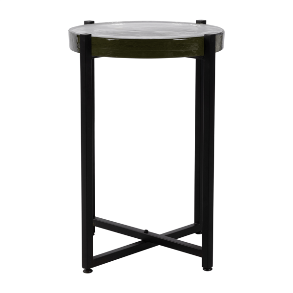 Sagebrook Home Modern Black Round Glass Accent Table