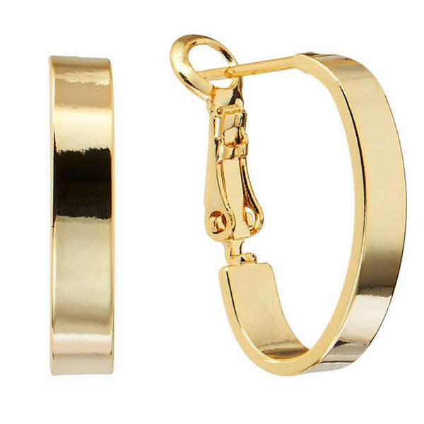 20mm Gold Over Brass Clutchless Hoop Earrings - image 