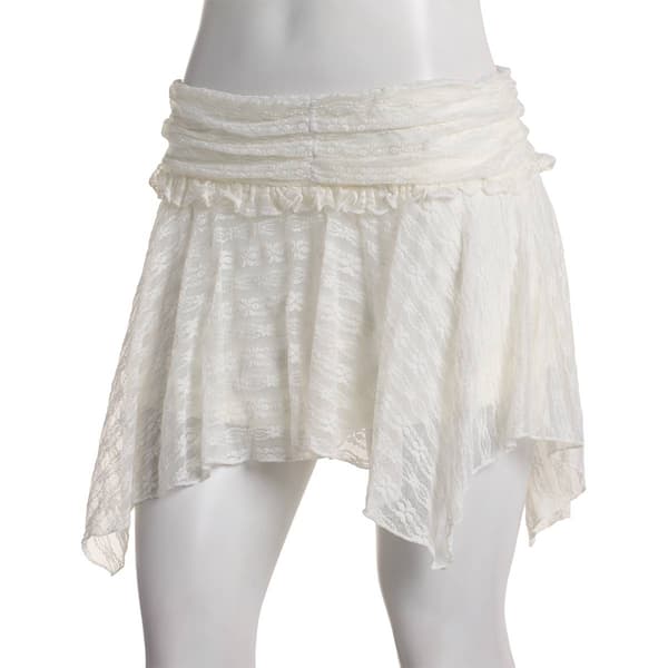 Juniors Derek Heart Lace Ruch Waist Handkerchief Hanky Mini Skirt