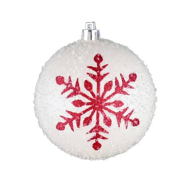 National Tree 6pc. Red & White Snowflake Shatterproof Ornaments
