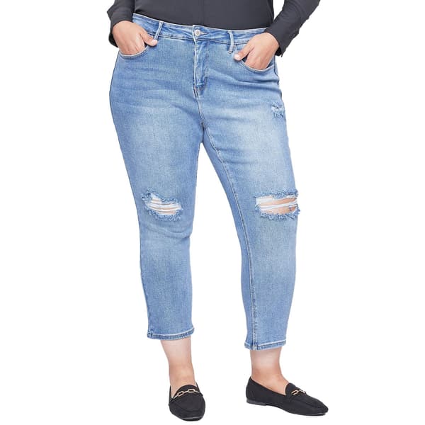 Plus Size Royalty Straight Leg Destruction Jeans - image 
