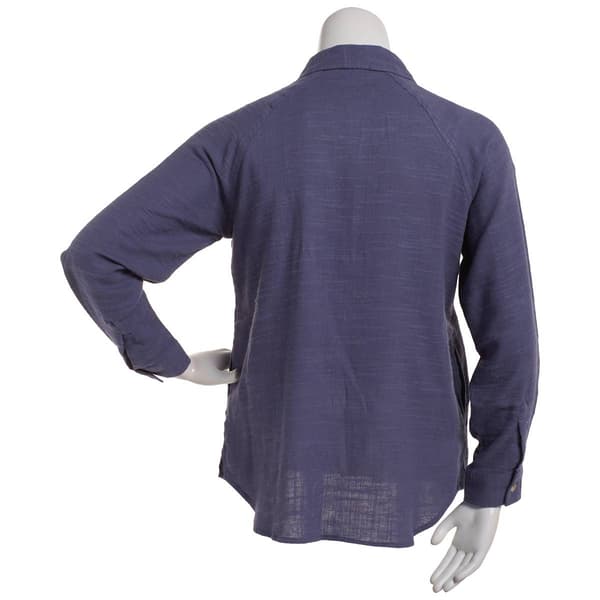 Womens da-sh Long Roll Tab Sleeve Denim Casual Button Down
