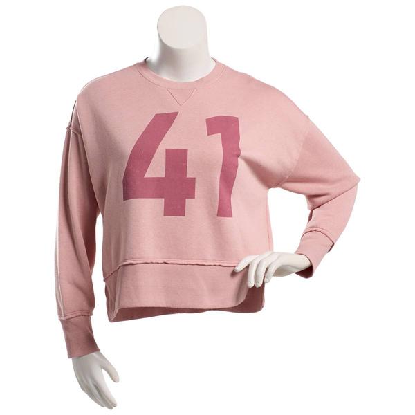 Juniors No Comment Vintage Screen Fleece Sweatshirt- Zephyr