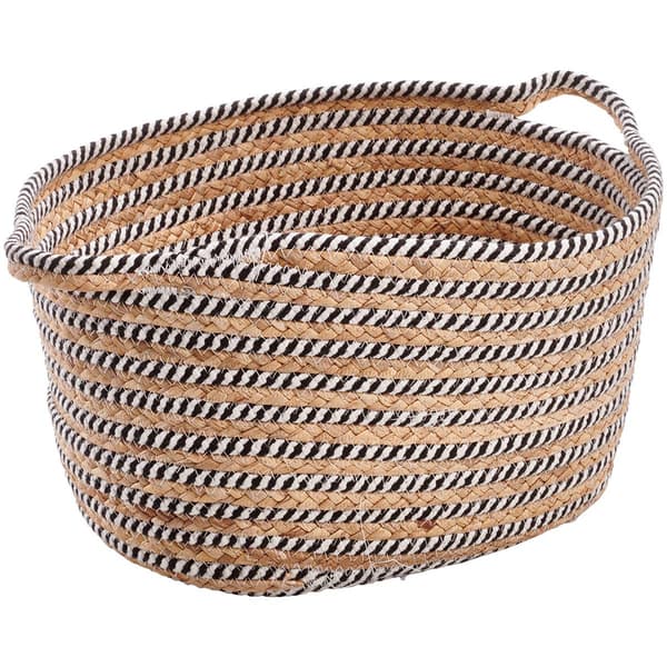 Heritage Large Black Stripe Rope Hyacinth Shelf Tote - image 