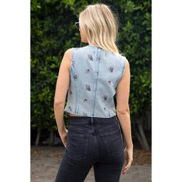 Juniors Stoosh Embroidered Denim Vest