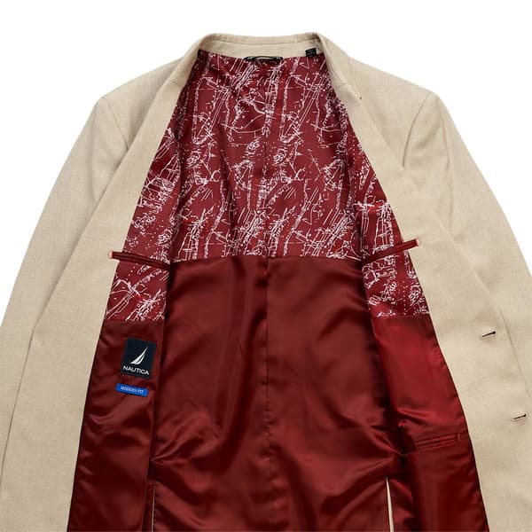 Mens Nautica Poly Cotton Solid Suit Jacket - Tan