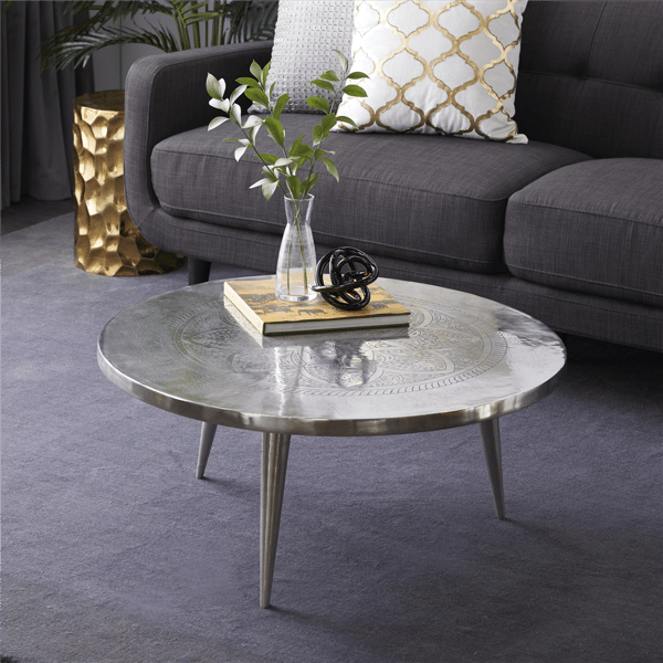 9th & Pike® Traditional Silver Aluminum Metal Coffee Table