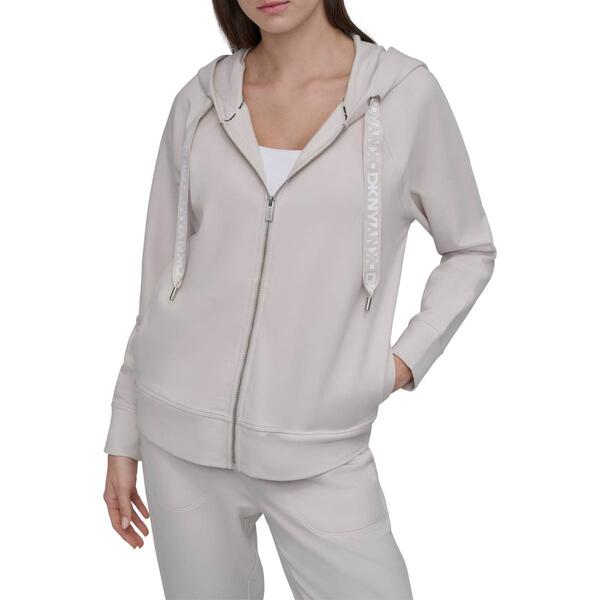 Womens DKNY Sport Two Tone Logo Zip Front Hoodie - image 