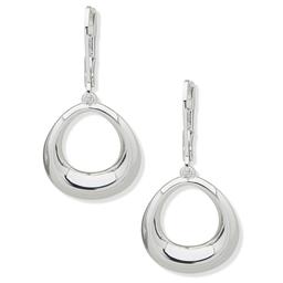 Anne Klein Silver-Tone Puffy Beveled Open Drop Earrings