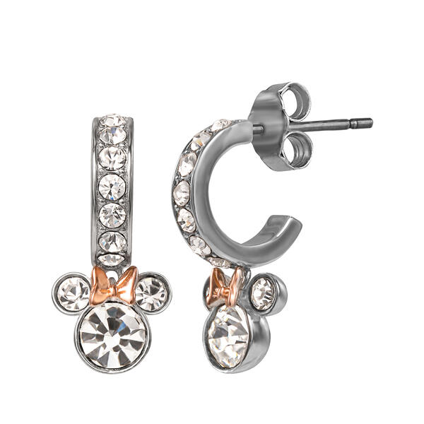 Disney Sterling Silver Two-Tone Crystal Minnie Earrings - image 