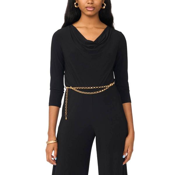 Petite MSK 3/4 Sleeve Drape Neck Belt Waist Jumpsuit