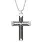 Mens Lynx Stainless Steel & Carbon Chain Cross Pendant - image 1