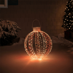 Northlight LED Red & White 3D Ball Ornament Christmas Yard Decor