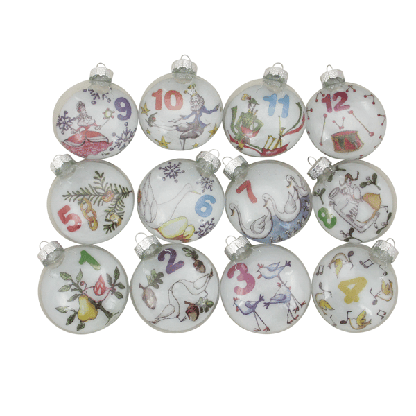 Northlight 12ct. ''The Twelve Days of Christmas'' Glass Ornaments