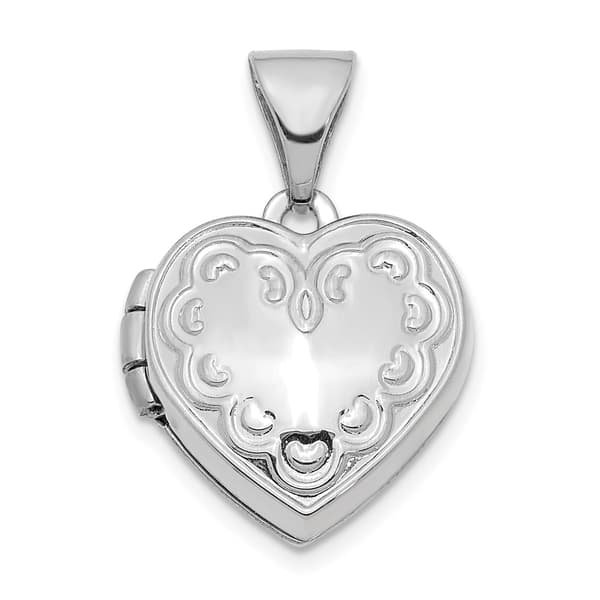 Gold Classics(tm) 14kt. White Gold Decorated 13mm Heart Locket - image 