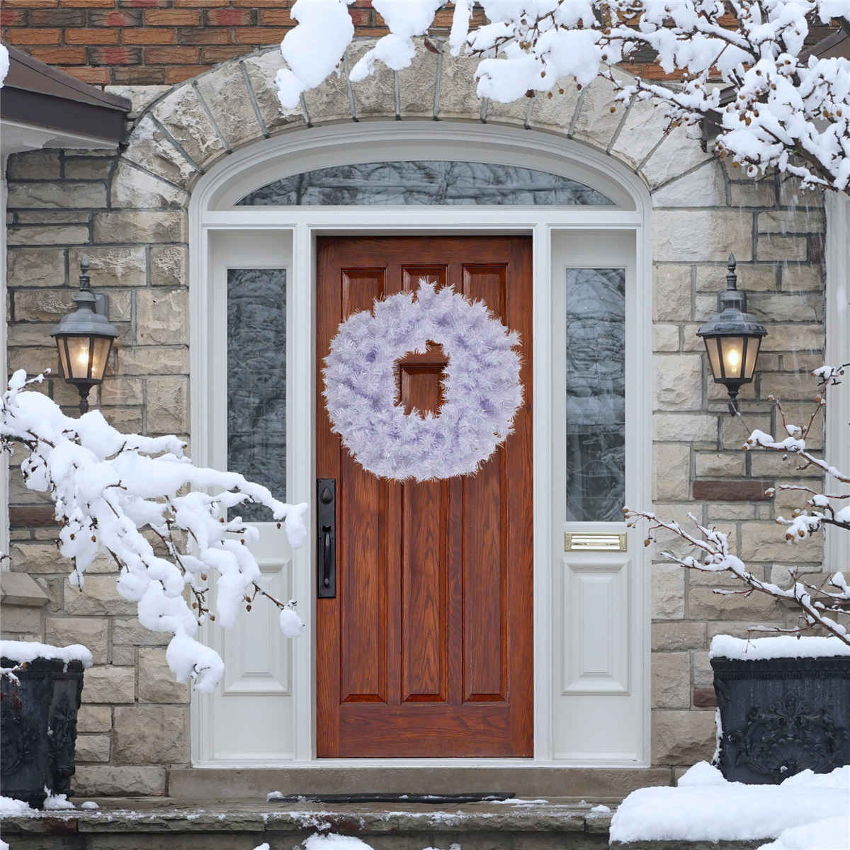 Northlight 36in. Icy White Iridescent Spruce Christmas Wreath