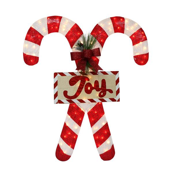 Puleo International 52in. Lighted Outdoor Fabric Mesh Candy Cane - image 