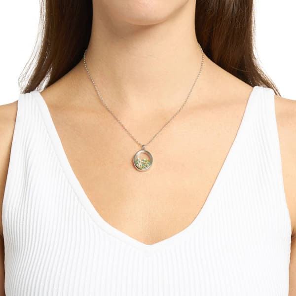 Athra Silver Plated & Crystal Dragonfly Shaker Pendant Necklace