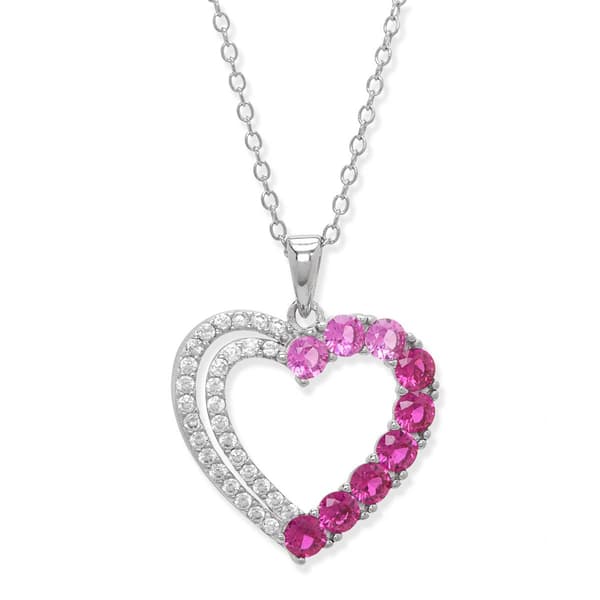 Gianni Argento Sterling Silver Lab Ombre Open Heart Pendant - image 