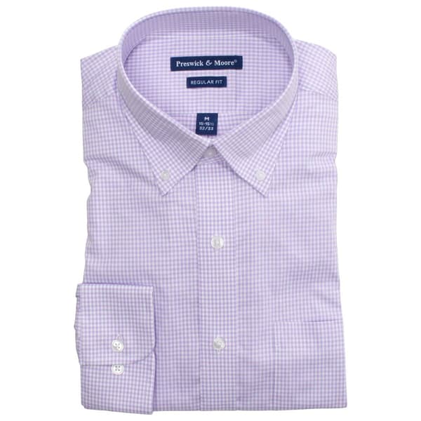 Mens Preswick & Moore(R) Regular Fit Cotton Dress Shirt - Purple - image 