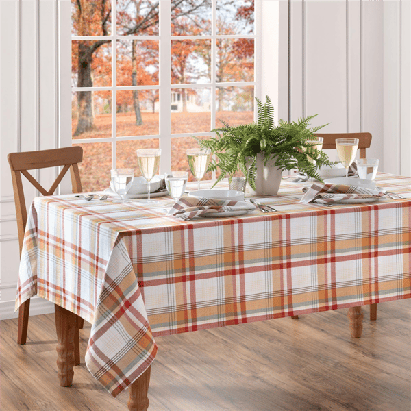 Threadmade Seneca Plaid Harvest Cotton Tablecloth