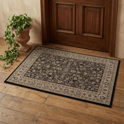 HomeRoots Black & Ivory Oriental Accent Rug