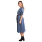 Womens Emma & Michele Puff Sleeve Print Knit Dress w/Belt - image 4