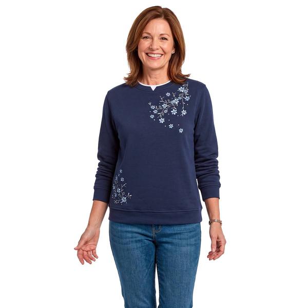 Petite Hasting & Smith Asymmetrical Floral Fleece Sweatshirt
