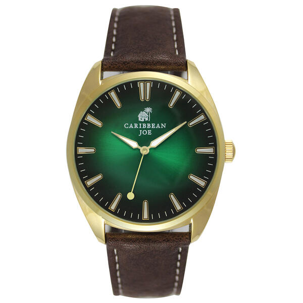Mens Caribbean Joe Gold-Tone and Green Dial Watch - CJ7127GD - image 