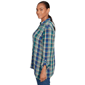 Petite Ruby Rd. Fall Flair Roll Tab Embroidery Plaid Blouse - image 4
