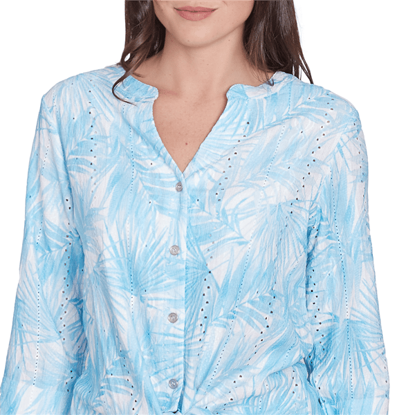 Womens Hearts of Palm It''s a Spring Thing Leaf Button Front