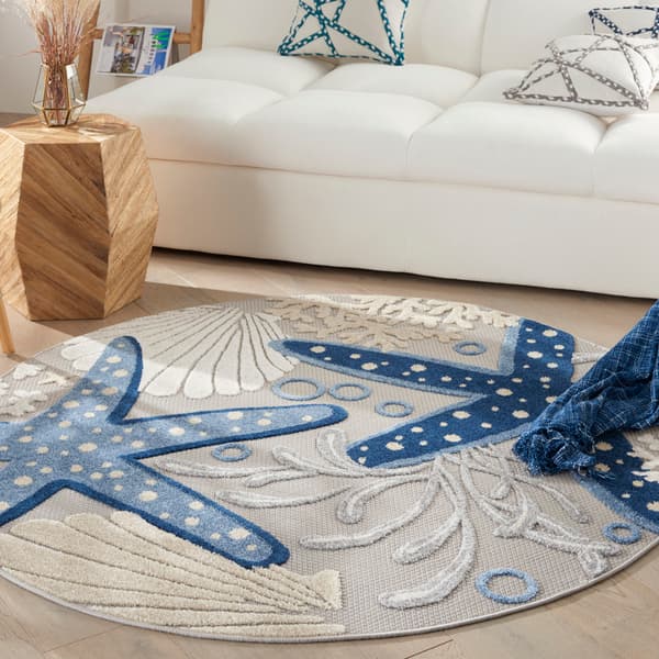 Nourison Aloha Starfish Print Indoor/Outdoor Round Rug