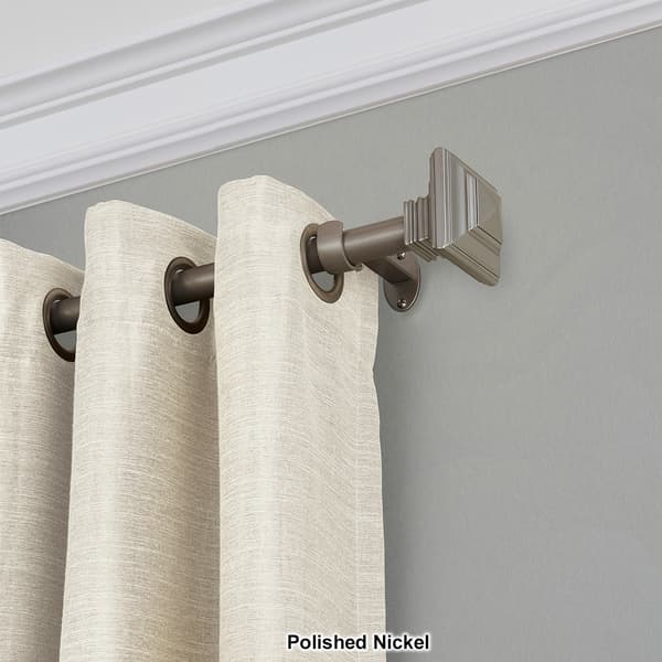 Elrene Florence Single Curtain Rod with Stacked Square Finial