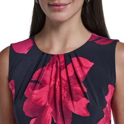 Womens Calvin Klein Sleeveless Pleat Neck Floral Blouse