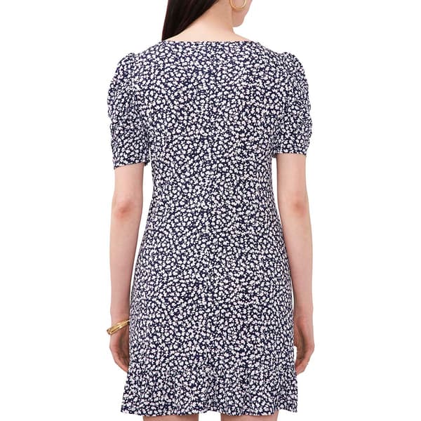 Womens MSK Short Puff Sleeve Floral A-Line Dress