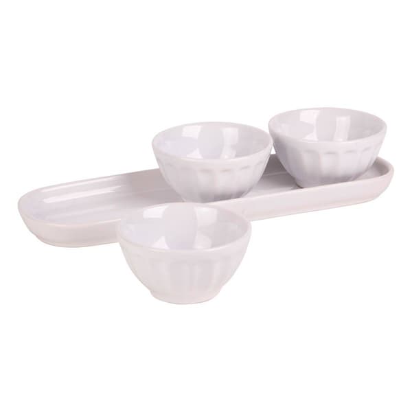 Home Essentials Set of 3 7oz. Lattice Bowls on Tray