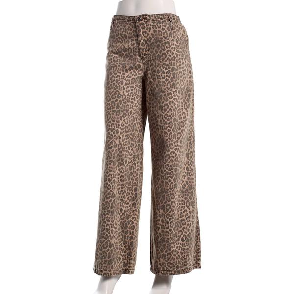 Juniors Celebrity Pink Low Rise Wide Leg Leopard Trousers