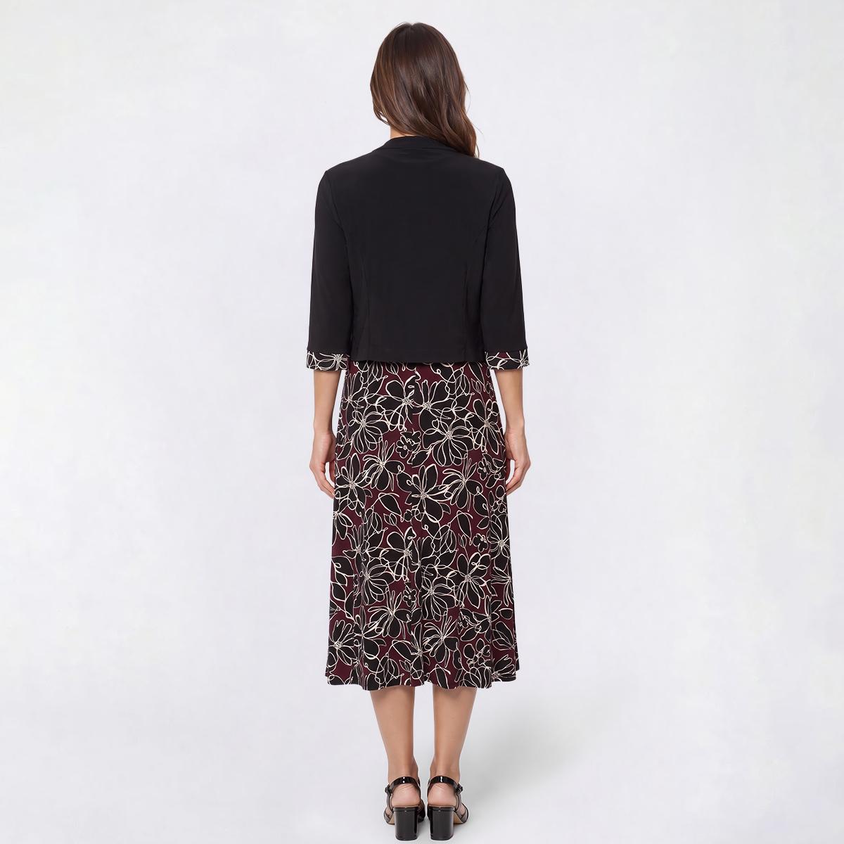 Womens Studio One 3/4 Sleeve Textured Floral Jacket Dress