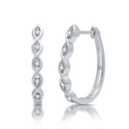 Diamond Classics&#8482; Sterling Silver 1/10ctw. Hoop Earrings